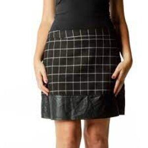 Movint Mini Skirt Women's size XS Black & White Faux Leather Trim Dark Academia